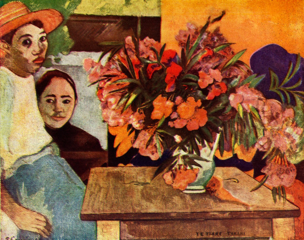 Talonpojat kukkien kanssa, 1936 tekijältä Paul Gauguin