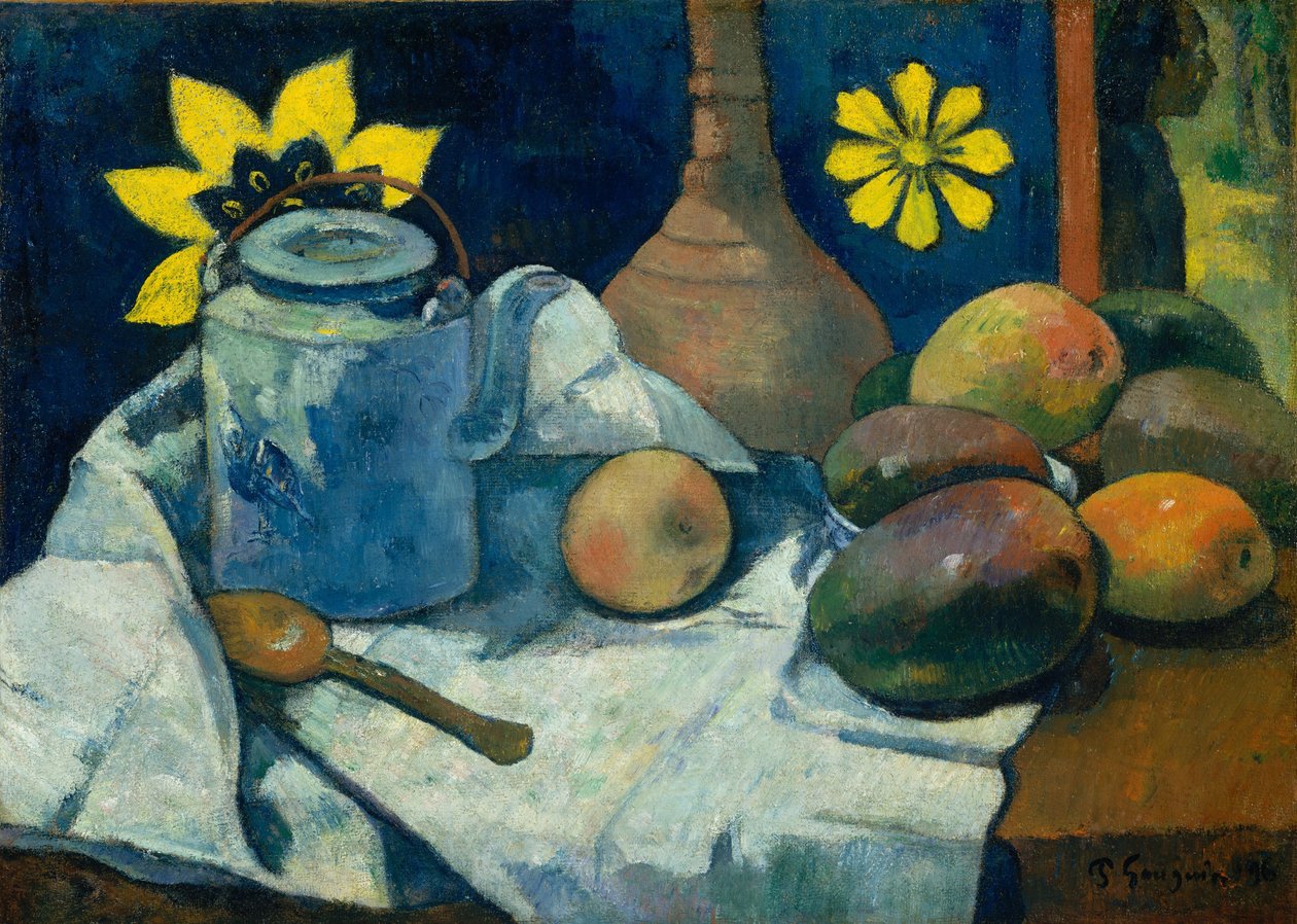 Asetelma teekannun ja hedelmien kanssa, 1896 tekijältä Paul Gauguin