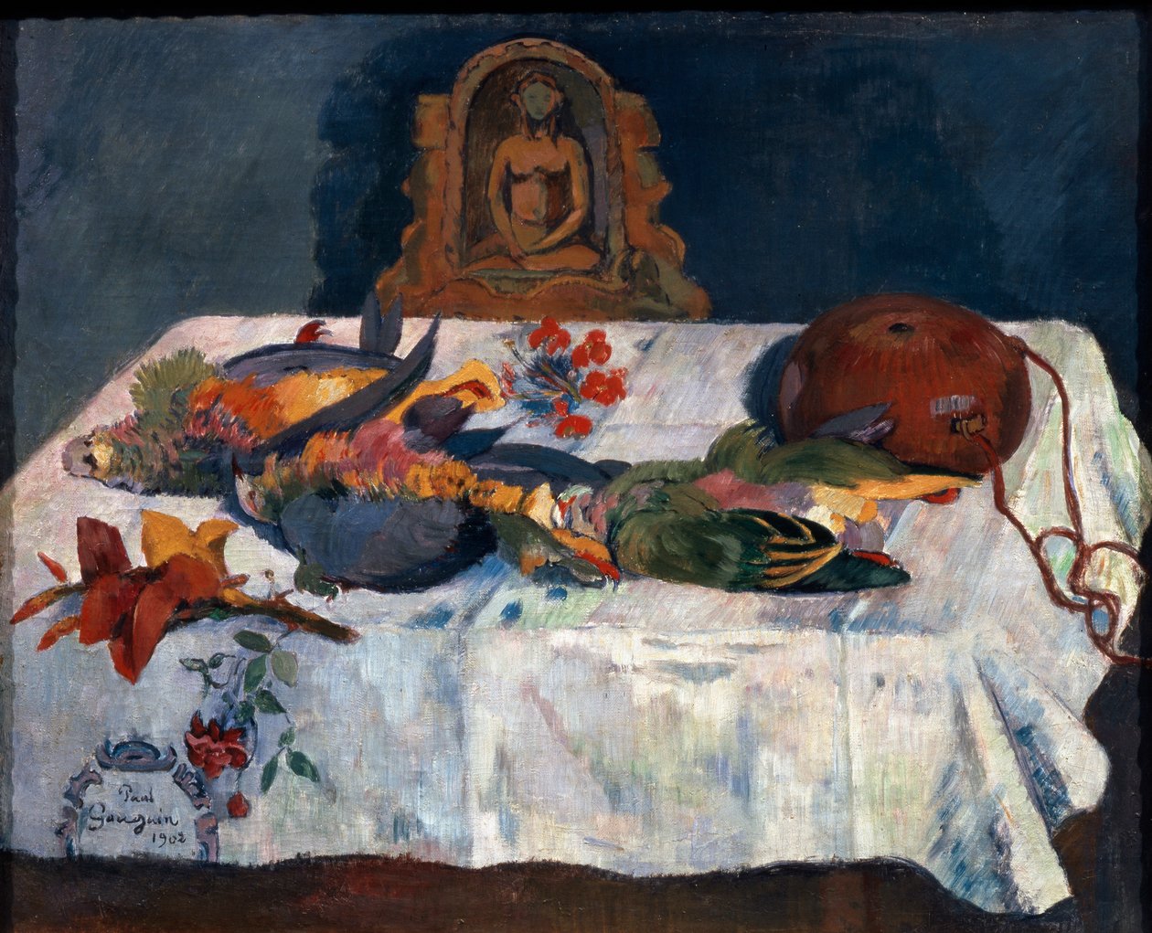 Asetelma papukaijoilla, 1902. tekijältä Paul Gauguin