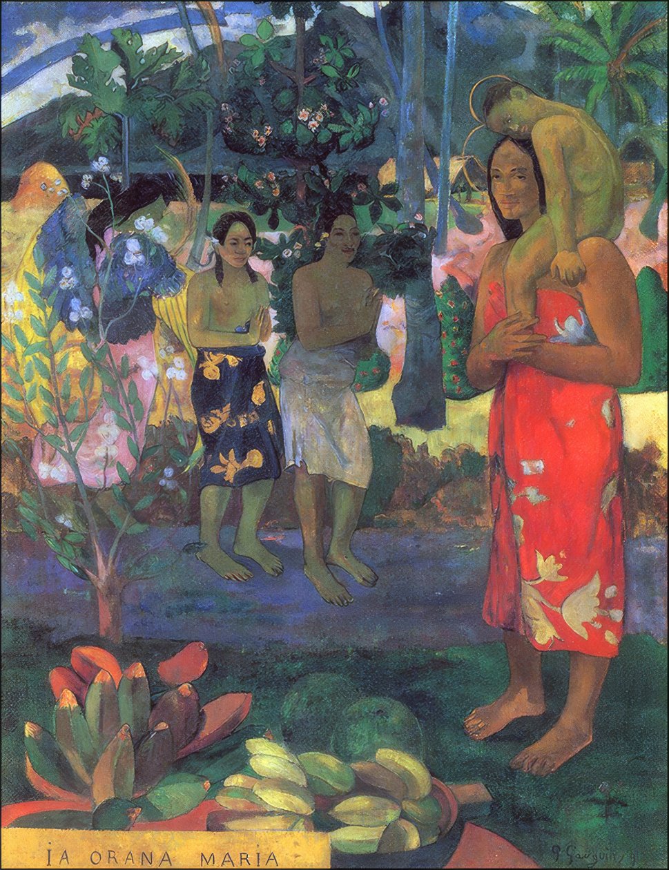 Tahiti: Ia Orana Maria (Hail Mary) 1891 tekijältä Paul Gauguin