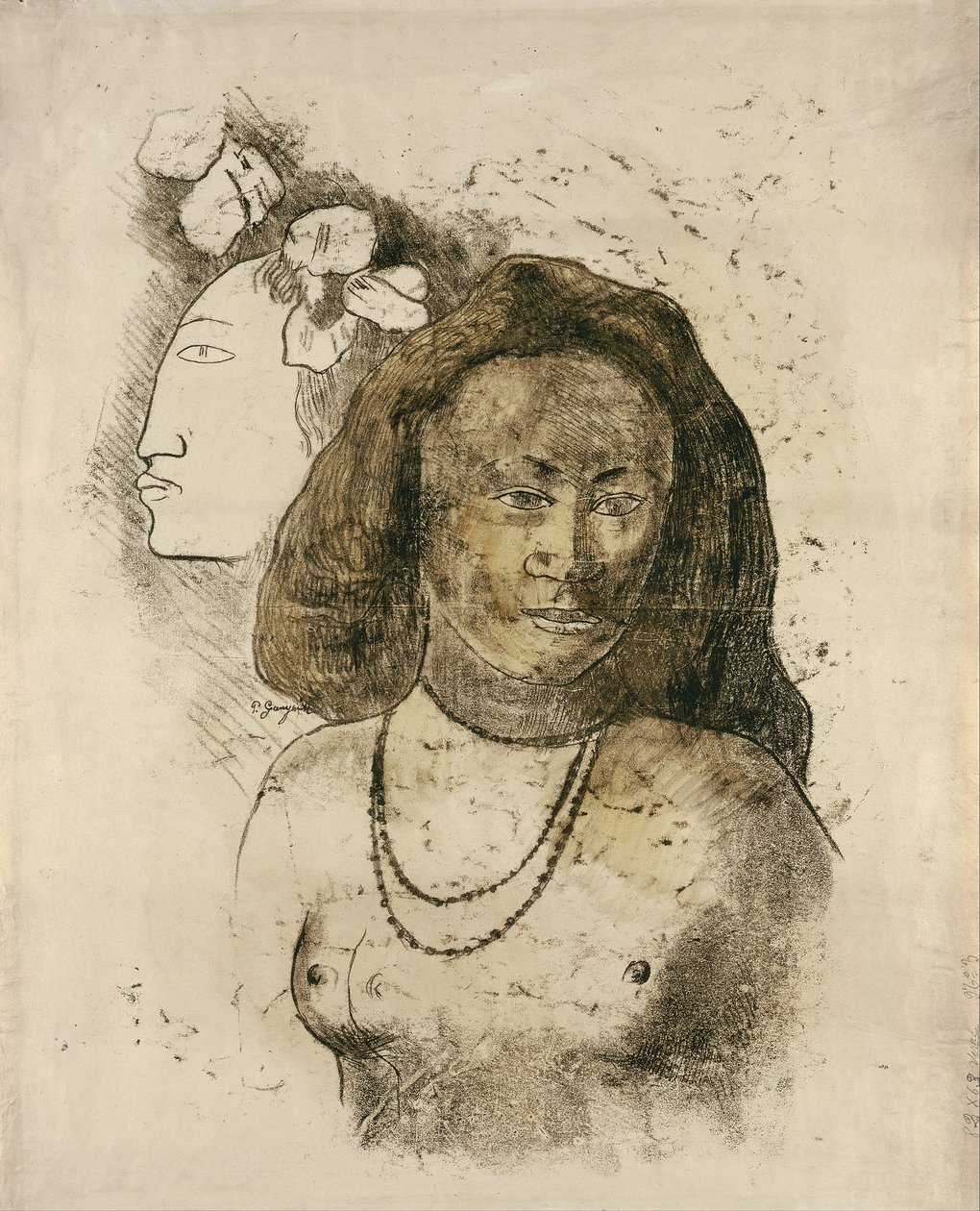 Tahitilainen nainen pahalla hengellä LEsprit veille tekijältä Paul Gauguin
