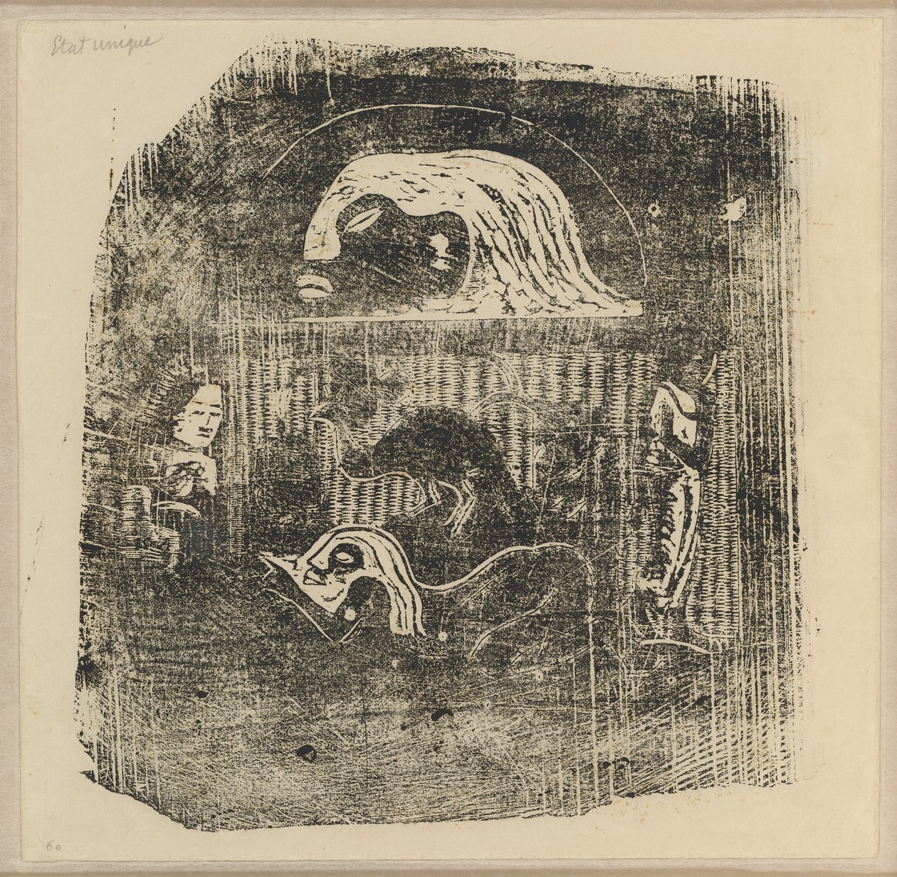 Te Atua (The Gods) Small Plate [verso]finlandès tekijältä Paul Gauguin