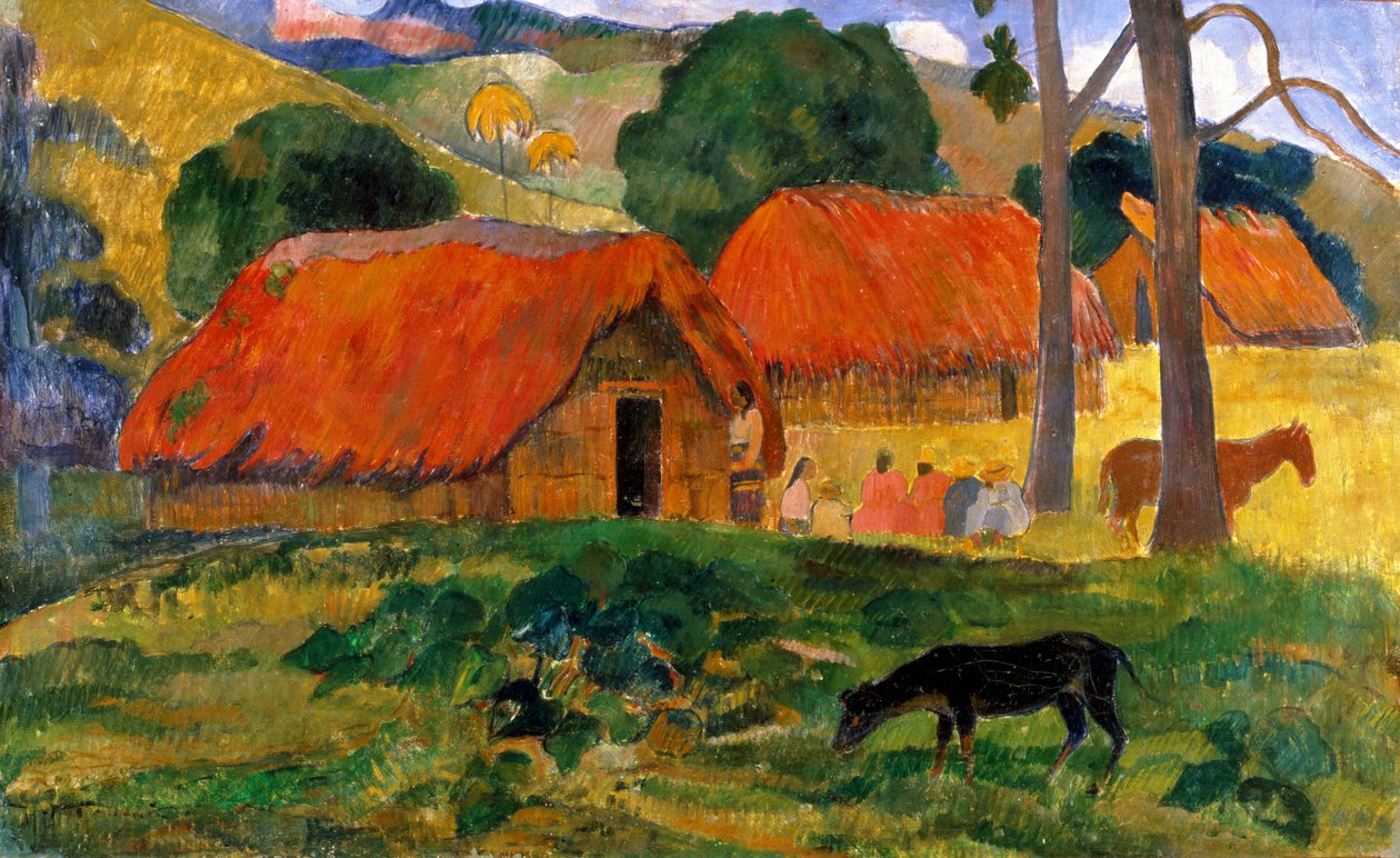 The Three Huts, Tahiti tekijältä Paul Gauguin