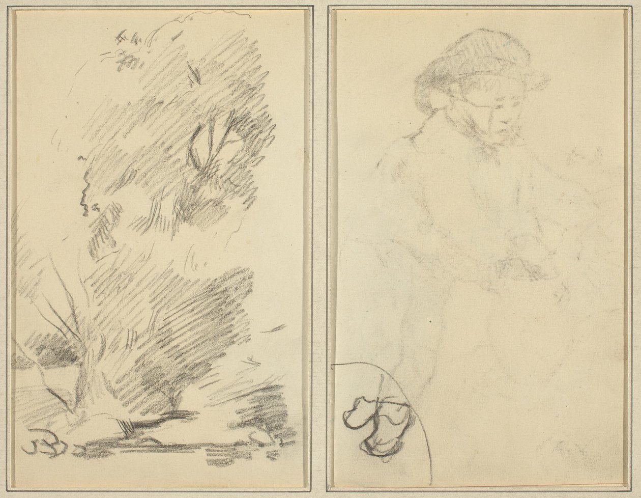 Puut; Luonnos Breton Boysta [verso] tekijältä Paul Gauguin