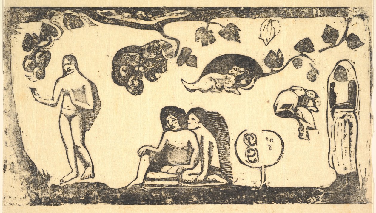 Naiset, eläimet ja lehdet, 1898. tekijältä Paul Gauguin