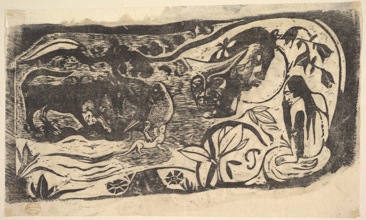 Puupiirros sarvipäällä, 1898-99. tekijältä Paul Gauguin