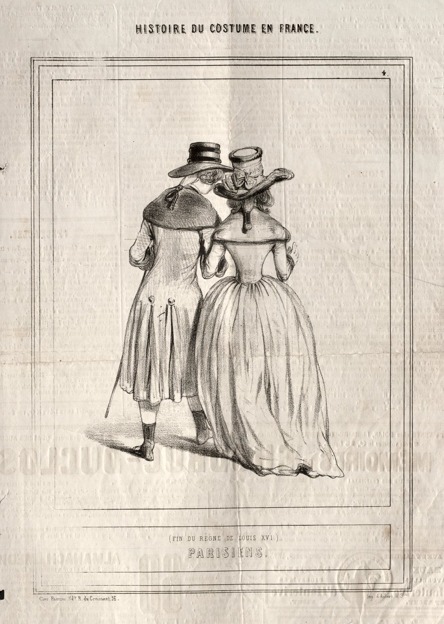 Pukuhistoria Ranskassa: pariisilaiset, 1843. tekijältä Paul Gavarni