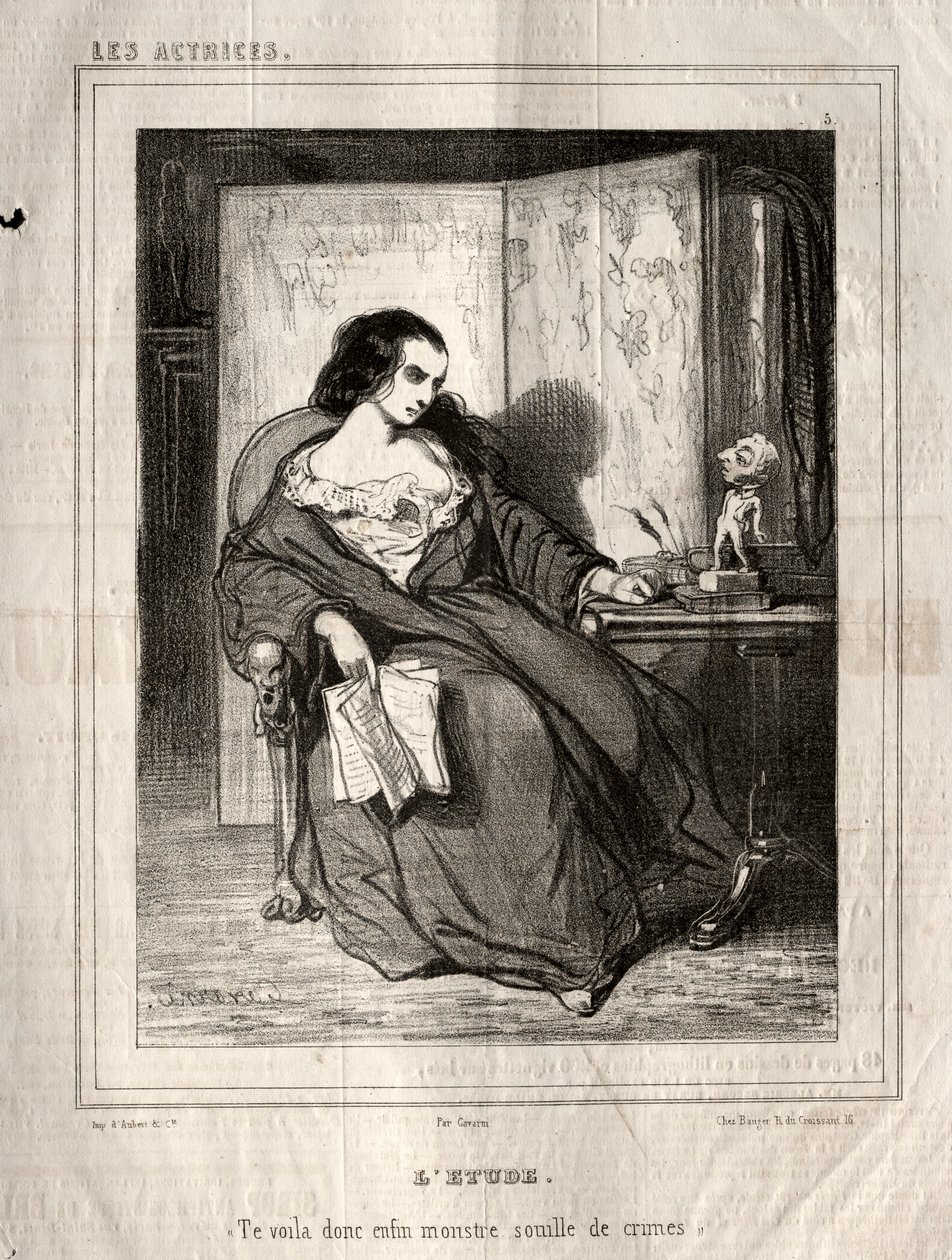 Näyttelijät: The Study, 1843. tekijältä Paul Gavarni