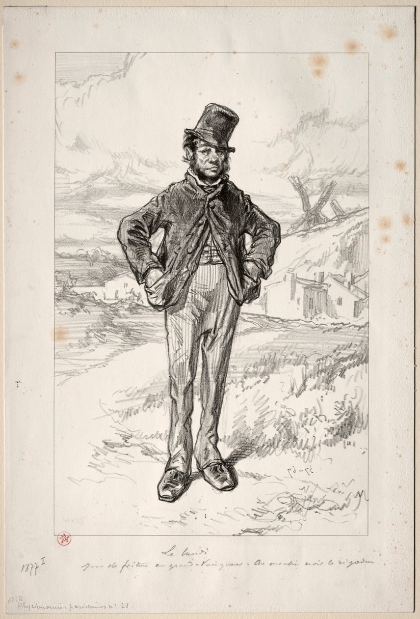 Physionomies Parisiennes: maanantai, 1857-58. tekijältä Paul Gavarni