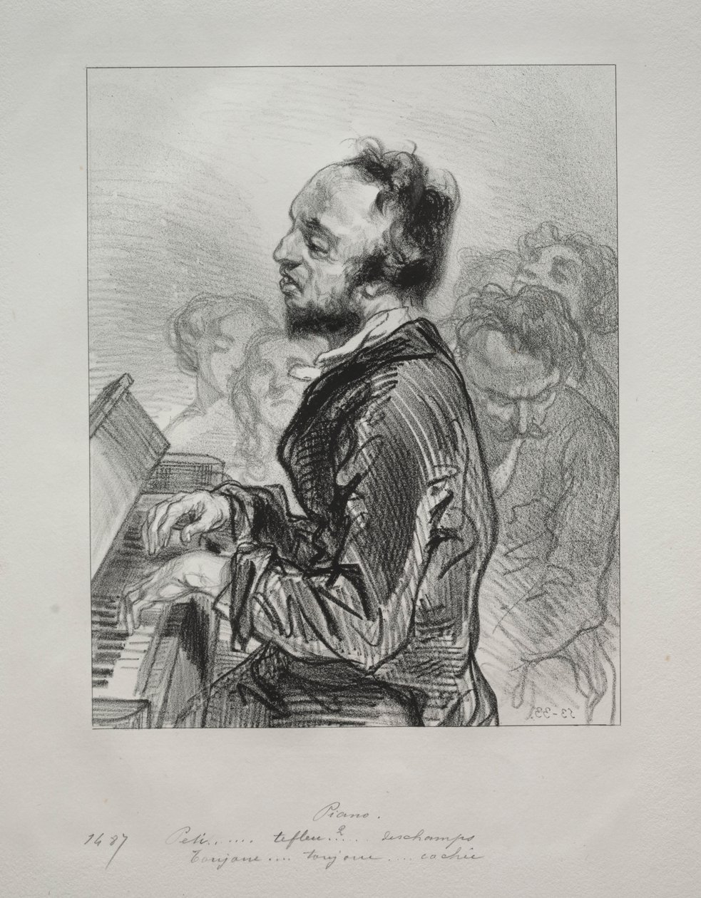 Piano, 1853. tekijältä Paul Gavarni