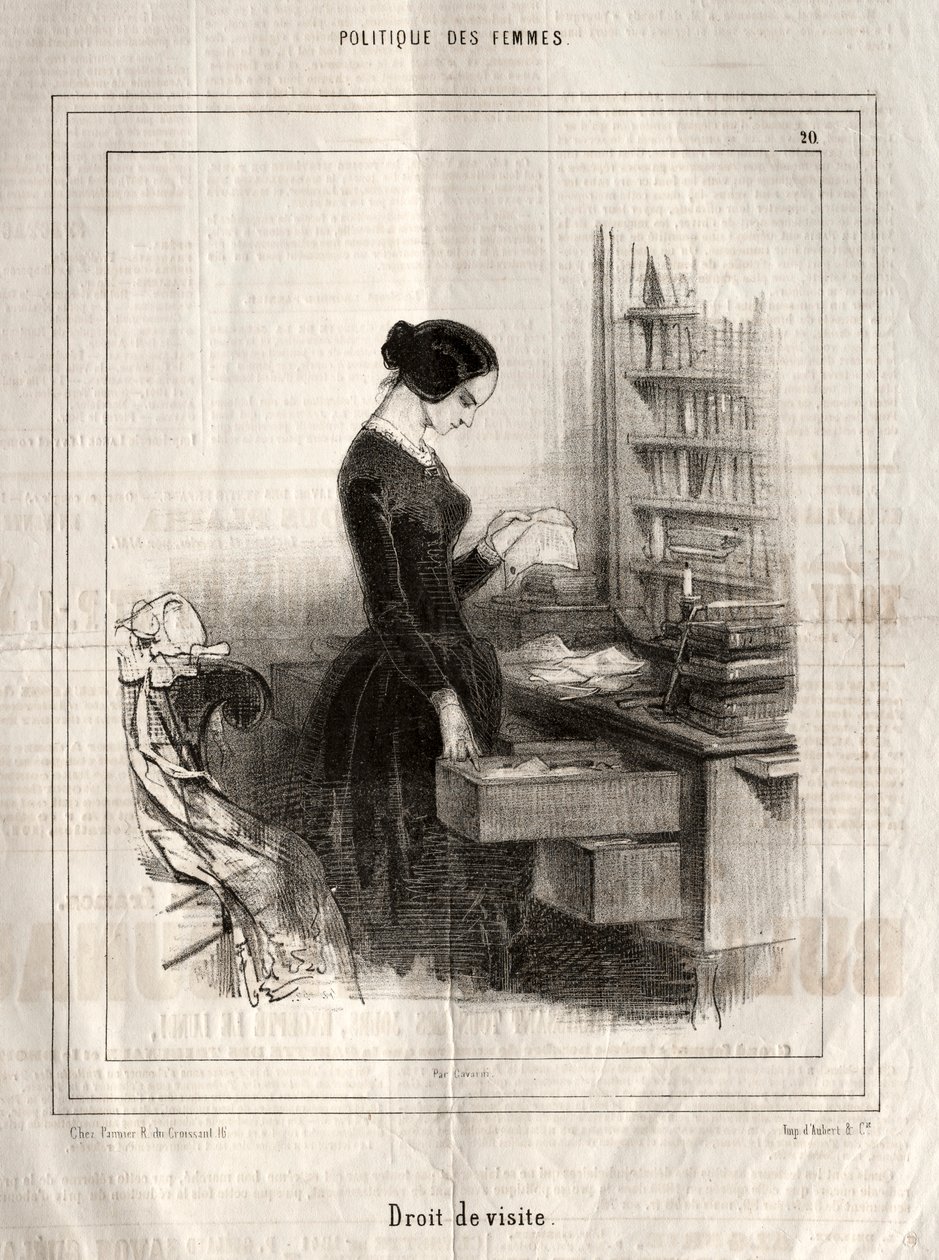 Naispolitiikka: tapaamisoikeus, 1843. tekijältä Paul Gavarni
