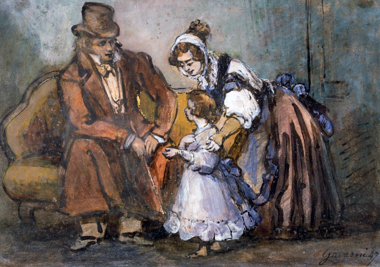 Onnellinen perhe, 1847 tekijältä Paul Gavarni