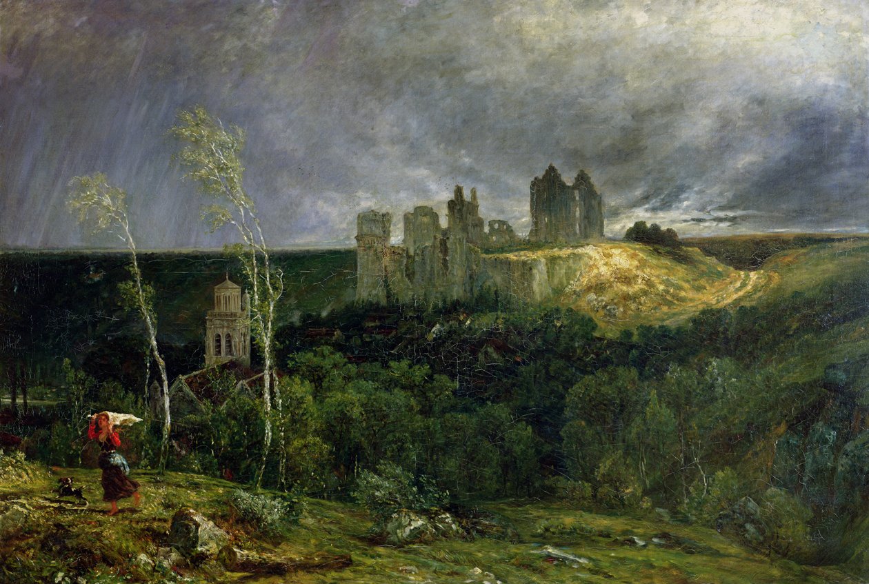 Chateau de Pierrefondsin rauniot, 1861 tekijältä Paul Huet