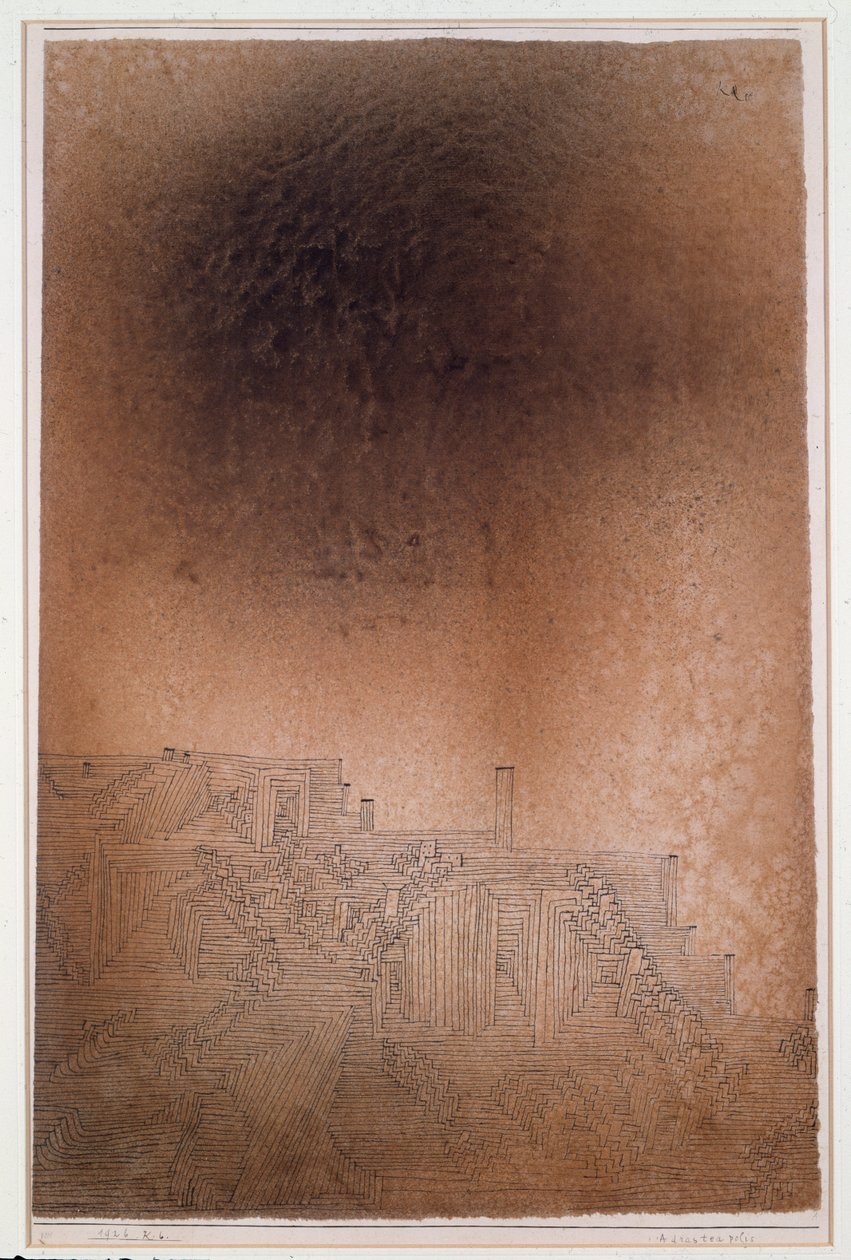 Adrasteapolis (muste ja akvarelli, 1900-luku) tekijältä Paul Klee