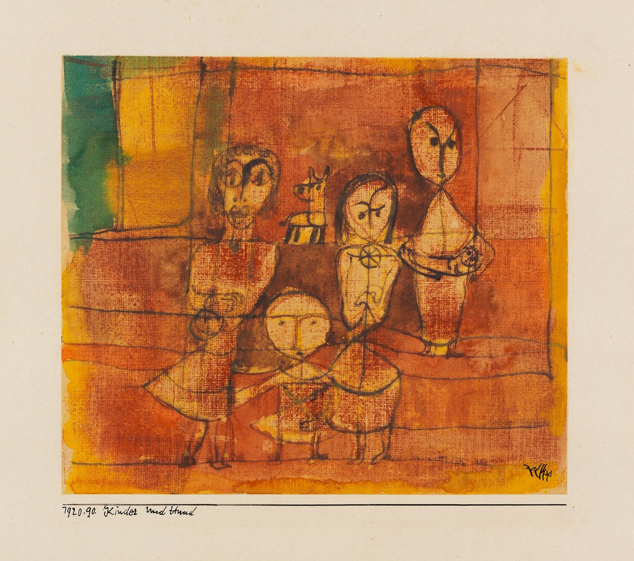 Lapset ja koira, 1920. tekijältä Paul Klee
