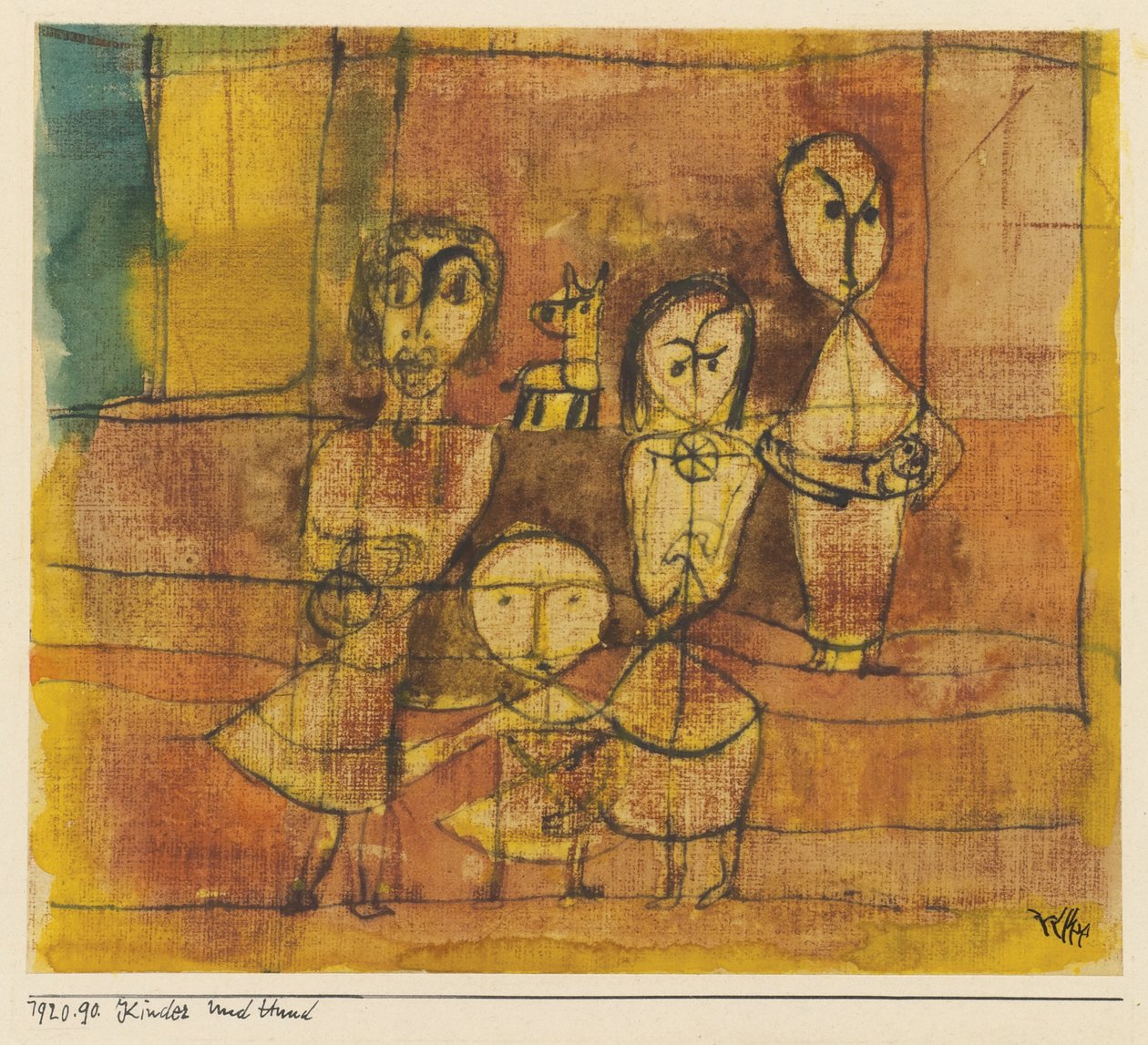 Lapset ja koira, 1920 tekijältä Paul Klee