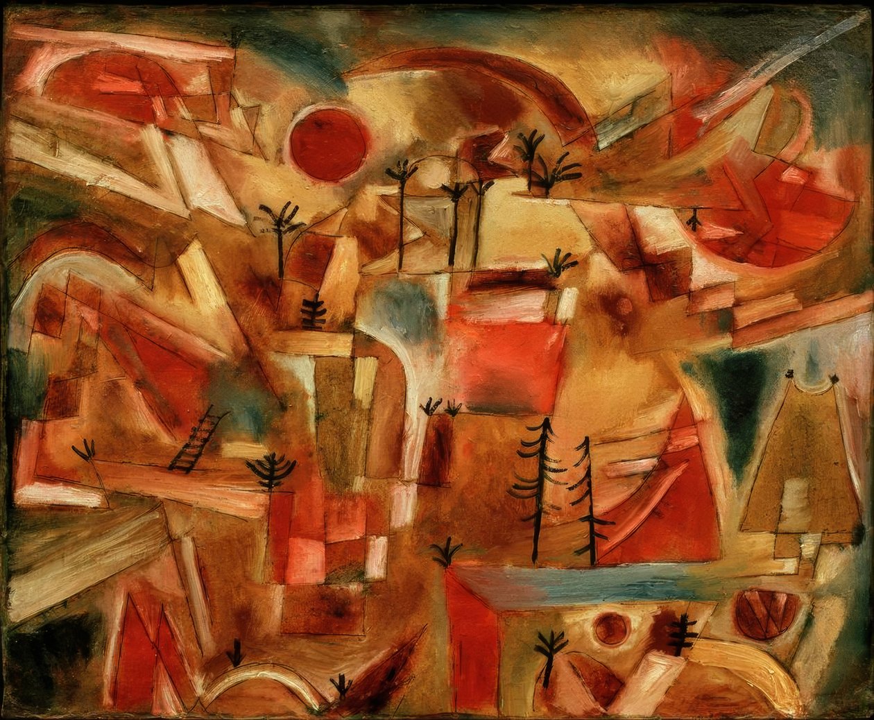 Felslandschaft (mit Palmen und Tannen) tekijältä Paul Klee