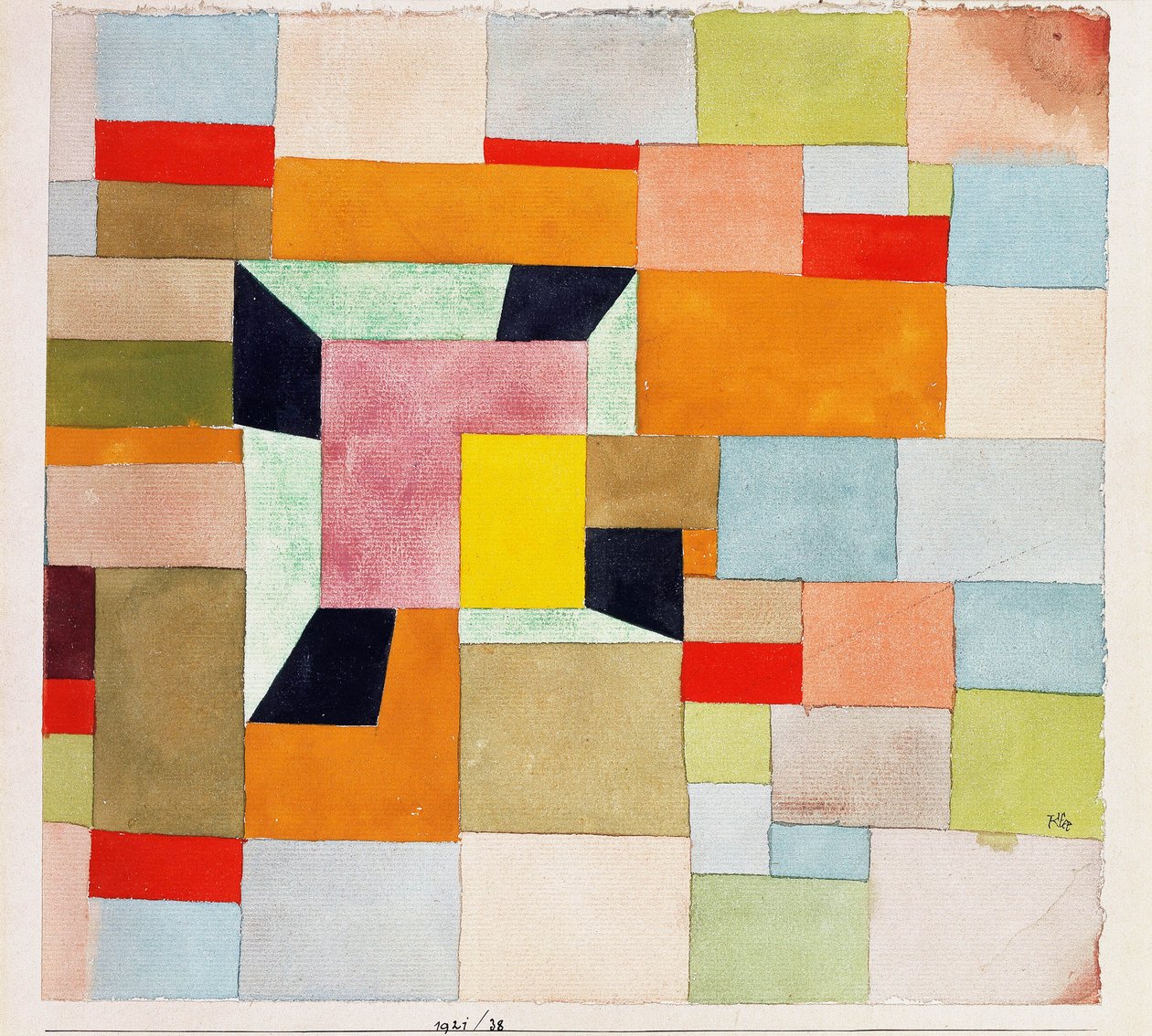 jaettu värillinen suorakulmio; Jaetut värilliset neliöt tekijältä Paul Klee