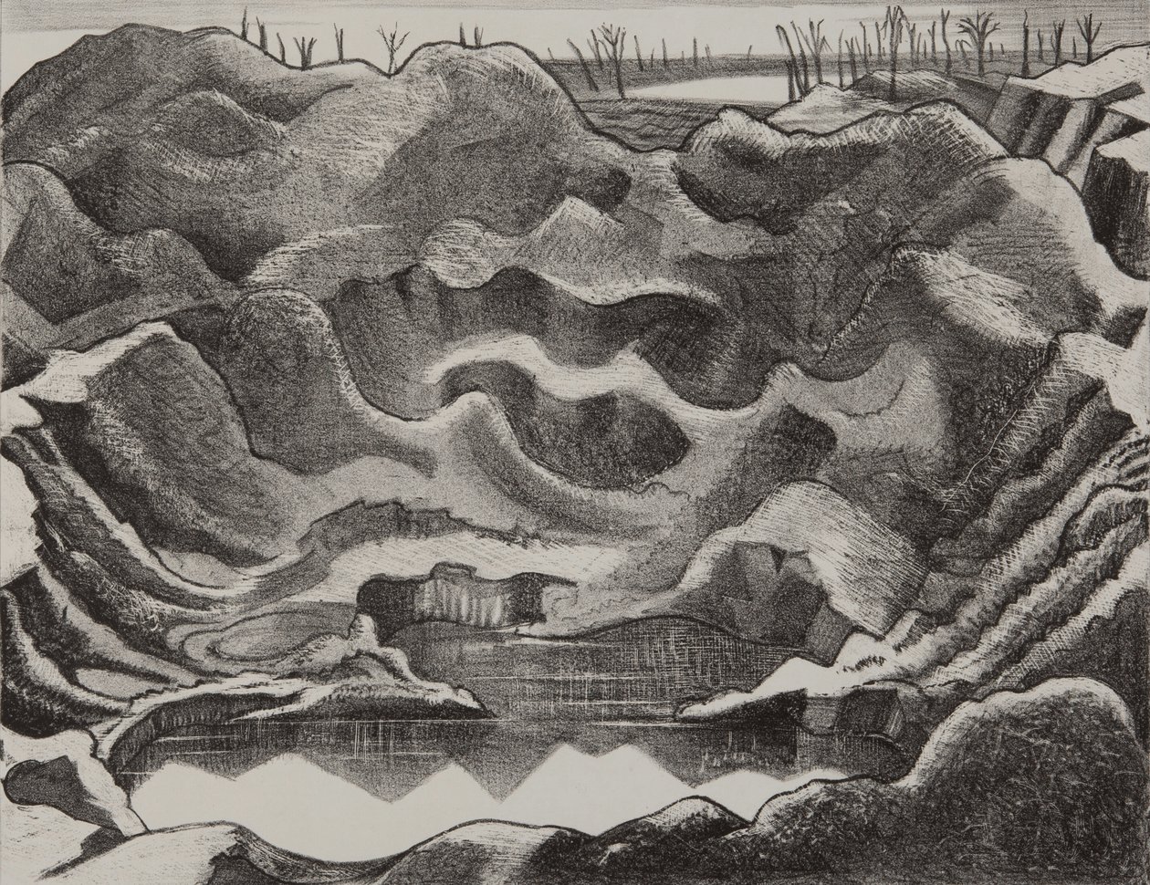 Kaivoskraatteri, kukkula 60, Ypres Salient -alue tekijältä Paul Nash