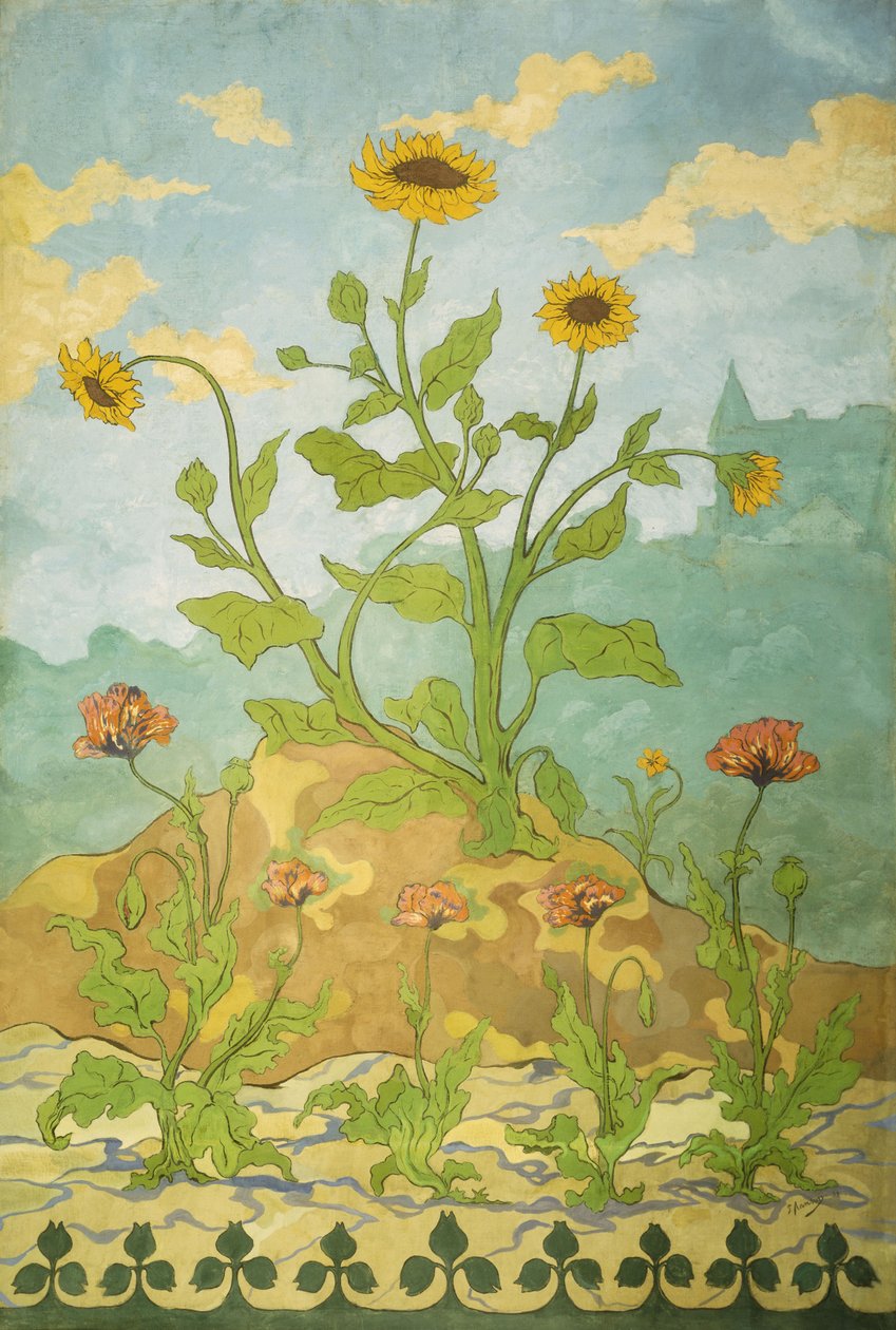 Auringonkukat ja Unikot; Marigolds and Poppies, 1899 tekijältä Paul Elie Ranson