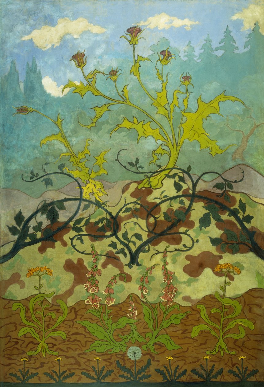 ohdakkeet ja foxglove; Ohdakkeet ja kettukäsineet, 1899 tekijältä Paul Elie Ranson