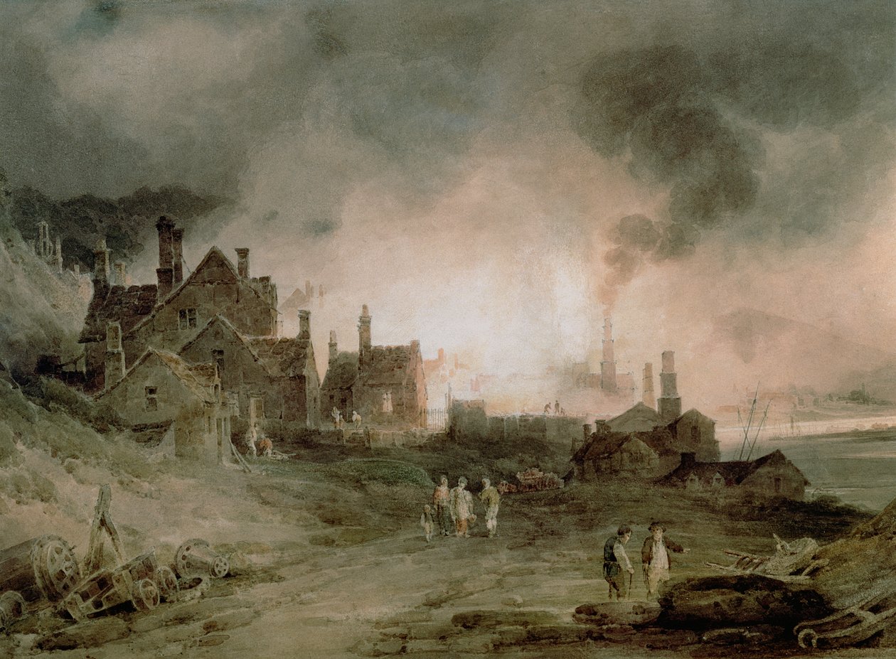 Bedlam Furnace, Madeley Dale, Shropshire, 1803 tekijältä Paul Sandby