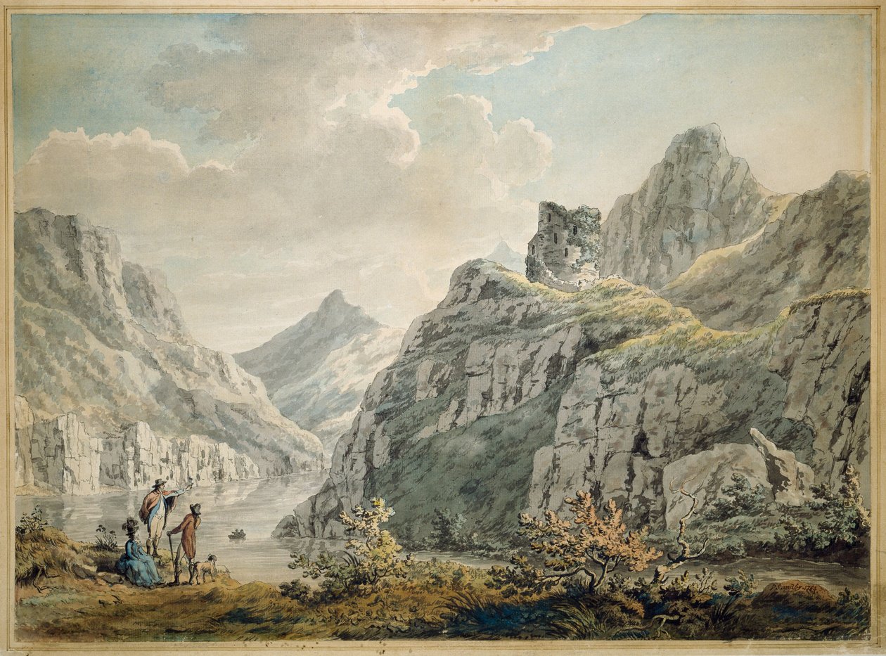 Dolbardarnin linna ja Llanberris-järvi, 1764 tekijältä Paul Sandby