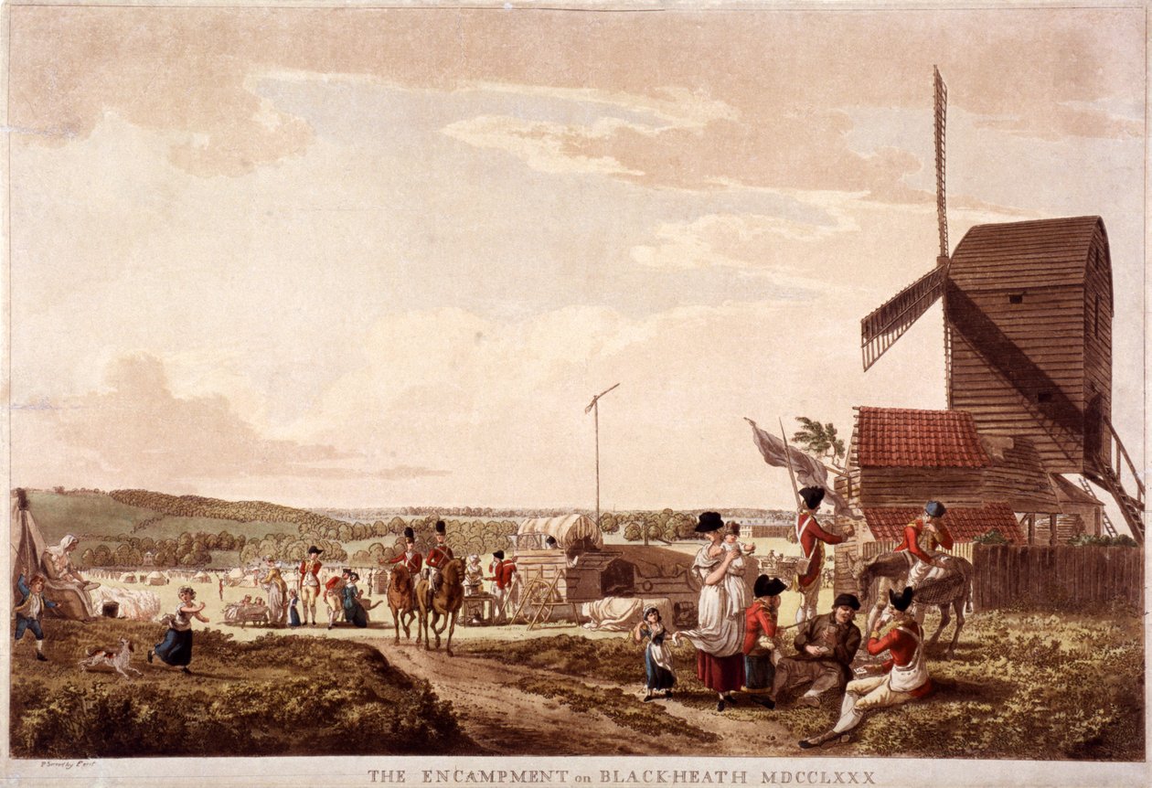 Leiri Blackheathissä, Greenwichissä, Lontoossa, 1780. tekijältä Paul Sandby