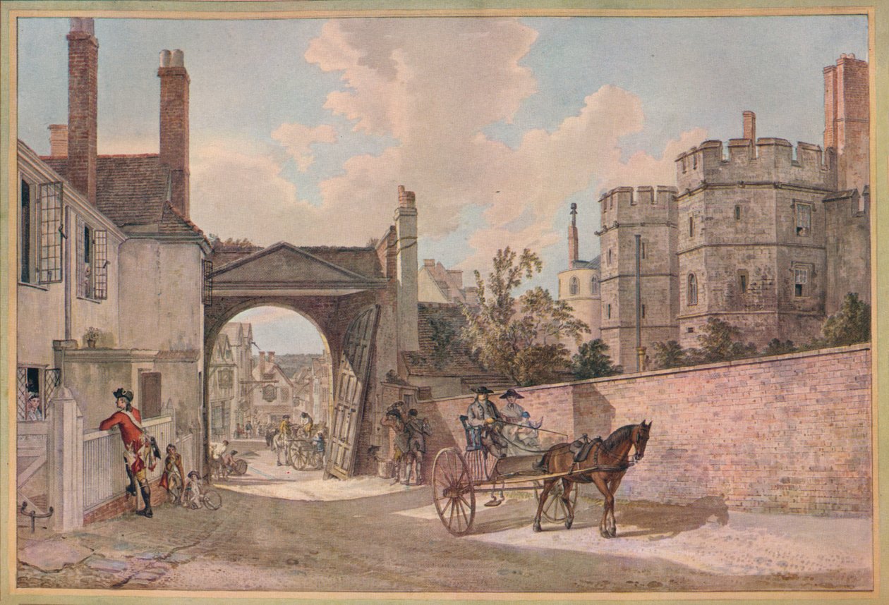 Queen Elizabeths Gateway, Windsorin linna, 1780 tekijältä Paul Sandby