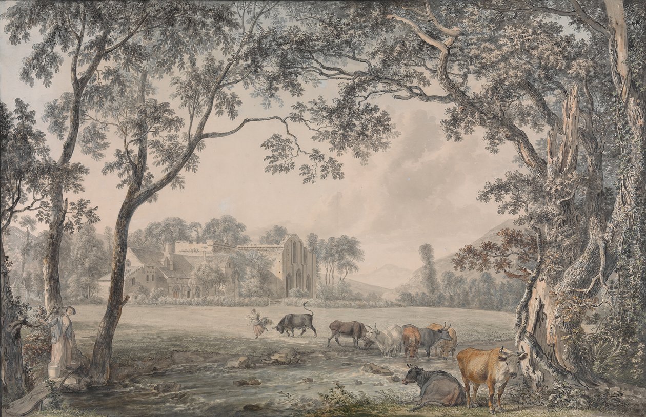 Valley Cross Abbey, Denbighshire, 1770-79. tekijältä Paul Sandby
