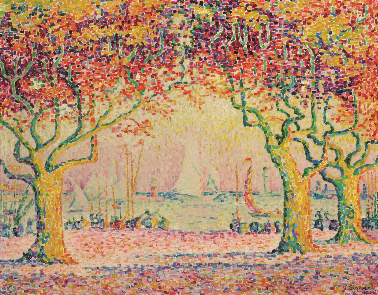 Les Allees, Cannes, 1918-1920 tekijältä Paul Signac