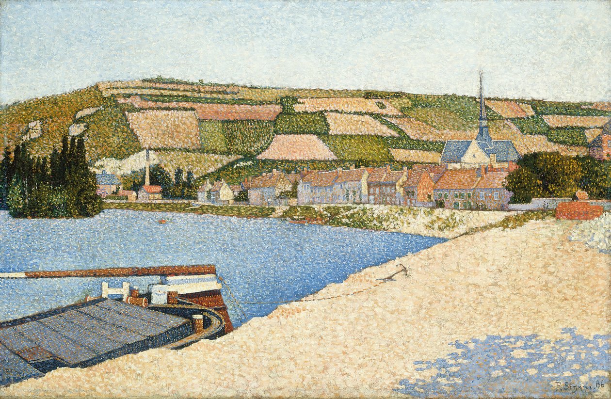 Les Andelys, Aval Coast, 1886. tekijältä Paul Signac