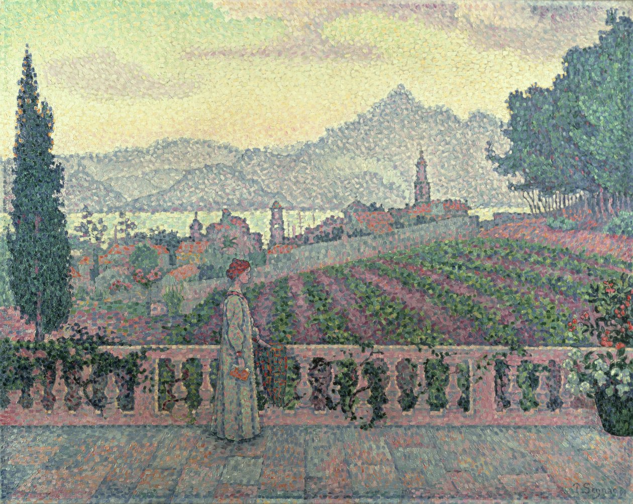 Nainen terassilla, 1898 tekijältä Paul Signac