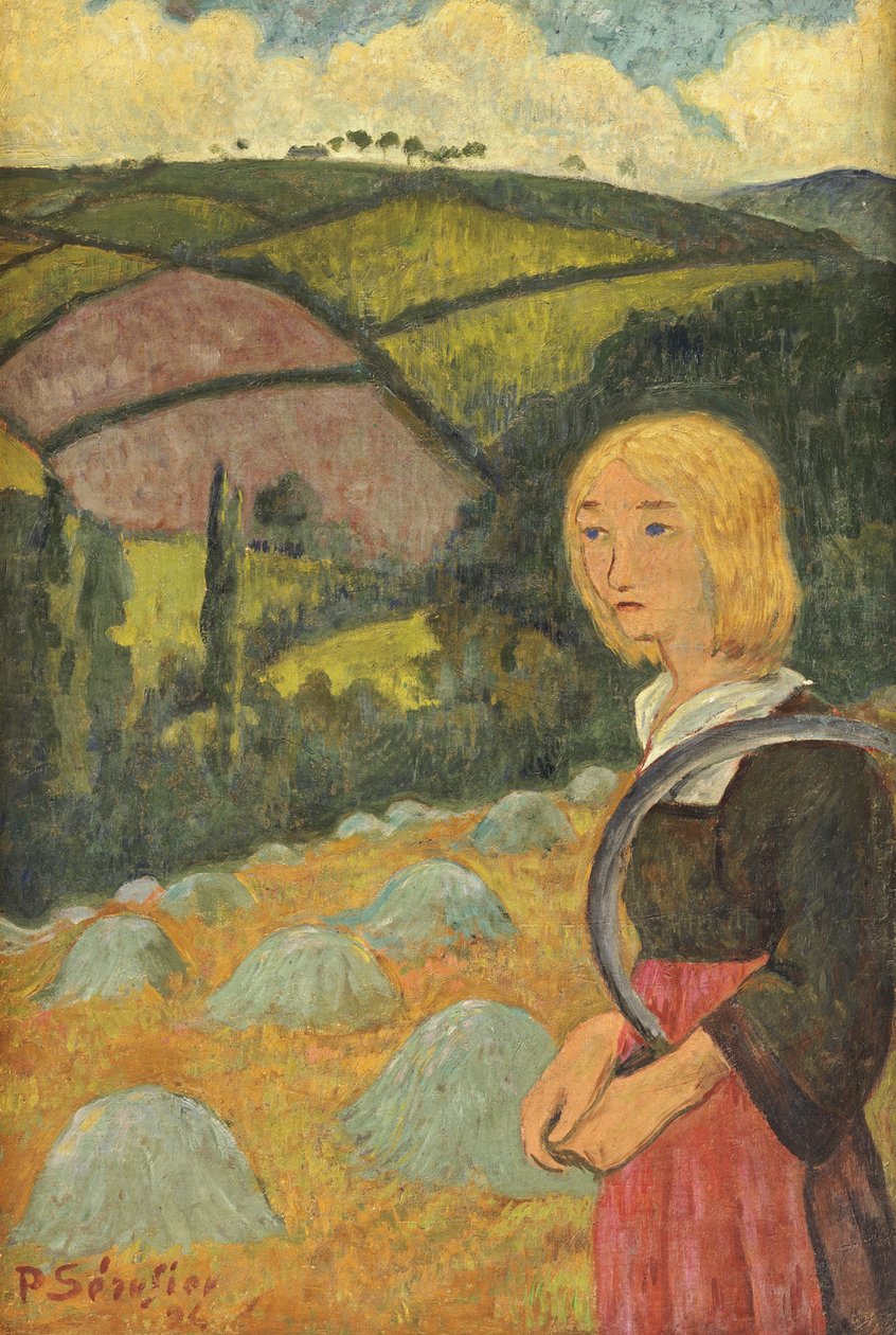 Nuori bretonilainen tyttö ja heinäsuovat, 1924 tekijältä Paul Sérusier