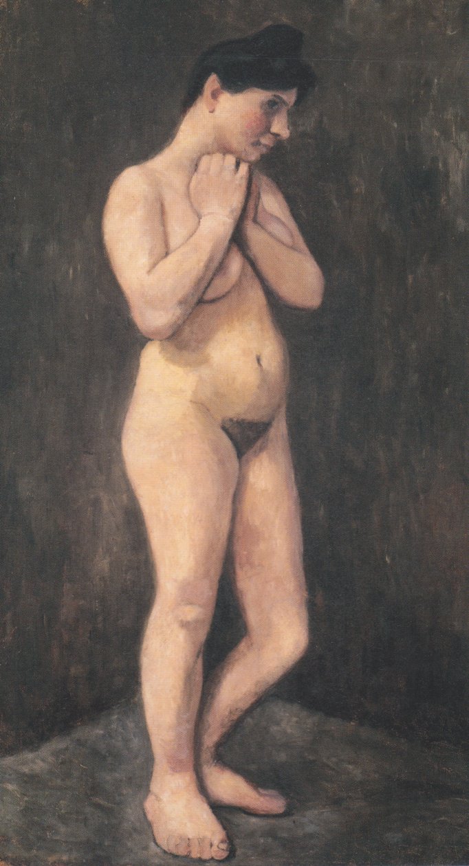 Seisova alaston nainen, kädet rinnan edessä tekijältä Paula Modersohn Becker
