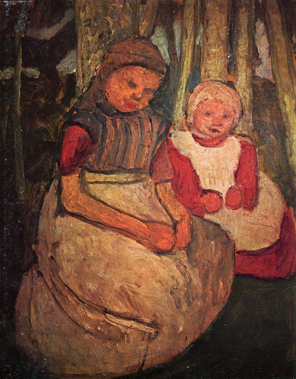 Zwei sitzende Mädchen im Birkenwald tekijältä Paula Modersohn Becker
