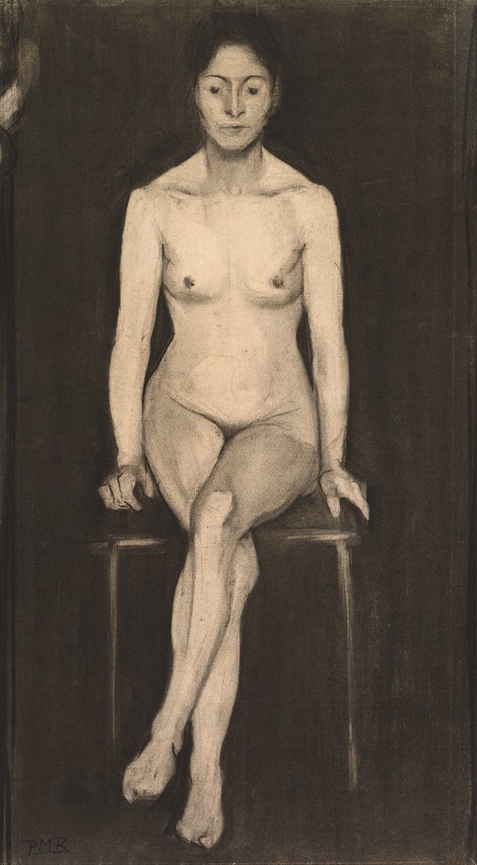 Istuva nainen alastonkuva (omakuva?) tekijältä Paula Modersohn Becker