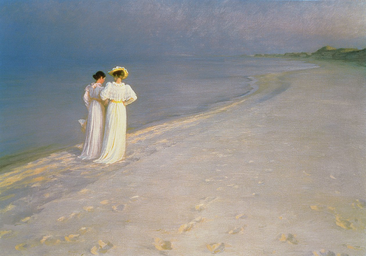 Kesäilta Skagenin eteläisellä rannalla Anna Ancherin ja Marie Kroyerin kanssa tekijältä Peder Severin Krøyer