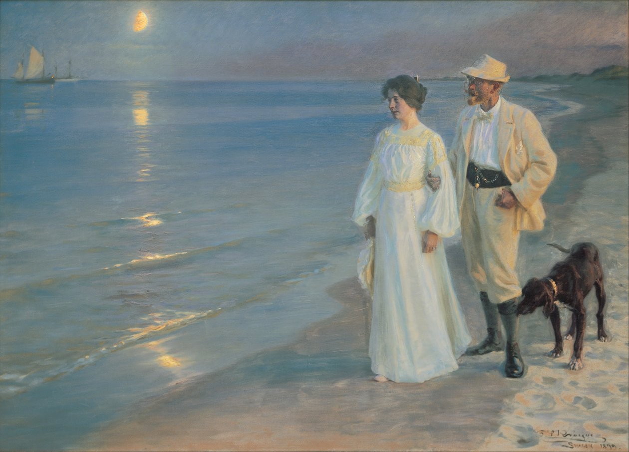 Kesäilta Skagenin rannalla. Maalari ja hänen vaimonsa. tekijältä Peder Severin Krøyer