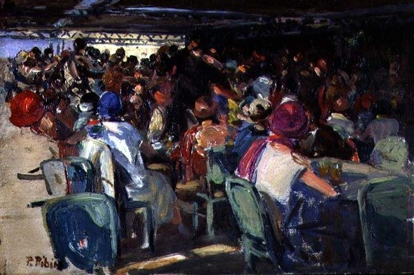 Cafe Scene (öljy aluksella) tekijältä Pedro Ribera
