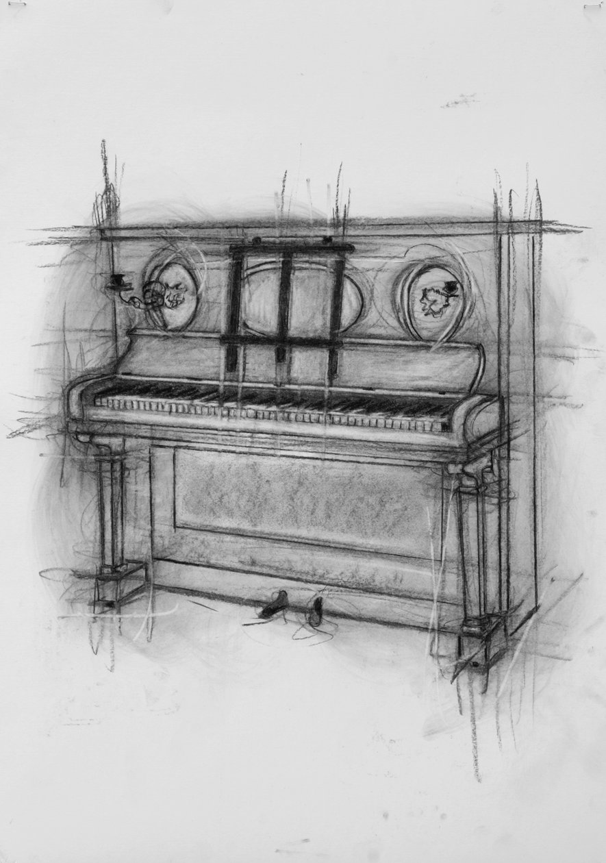 Piano, 2005 (hiili paperille) tekijältä Penny Warden