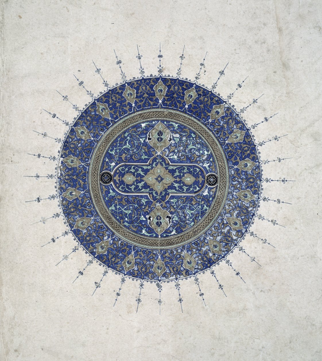 Shamsa eli pieni aurinko, Persian käännöksestä Apostolien ja Kuninkaiden Annals, jonka alun perin kirjoitti Tabari (n. 839-923) arabiaksi, 1470 tekijältä Persian School