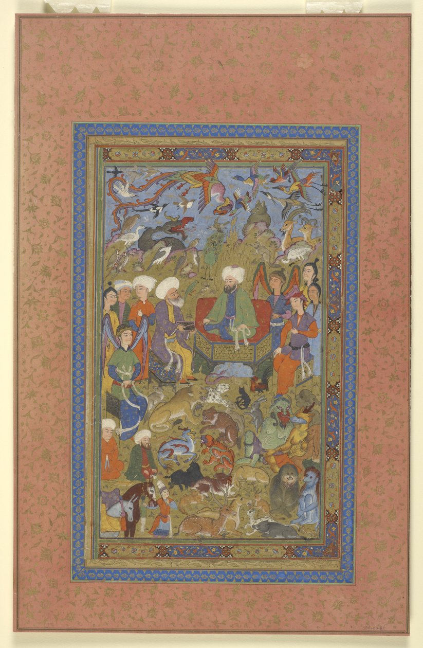 Sulayman ja Bilqis Enthroned, n. 1590-1600 tekijältä Persian School