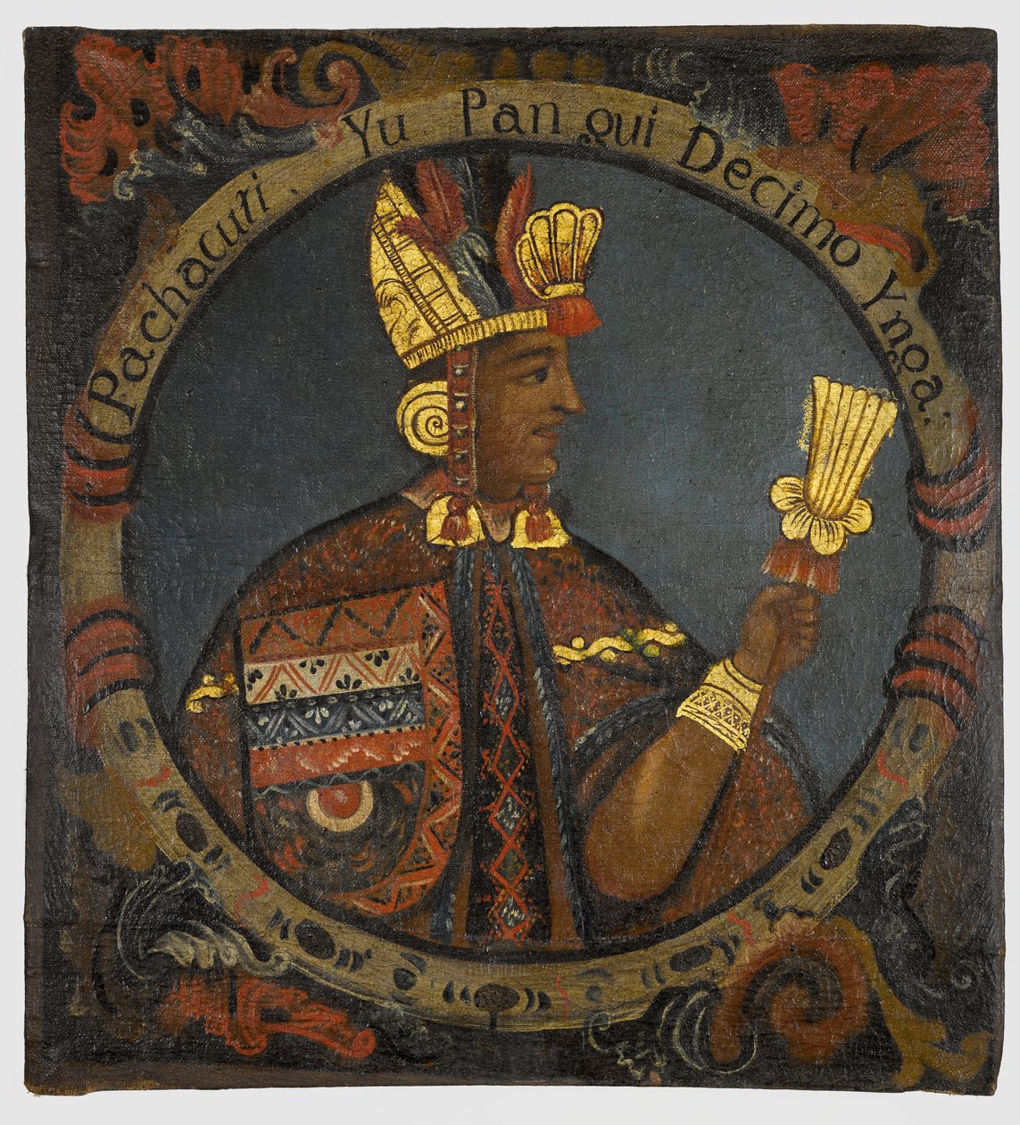 Pachacuti, 10. inkakuningas, 1700-luvun puoliväli tekijältä Peruvian School