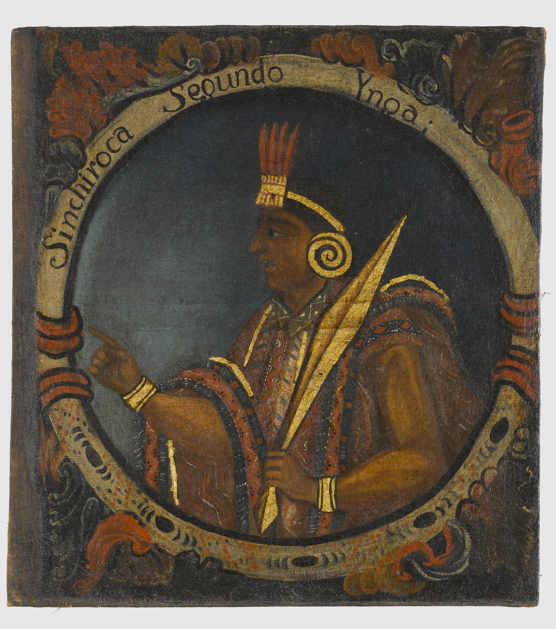 Sinchi Roca, toinen inkakuningas, 1700-luvun puoliväli tekijältä Peruvian School