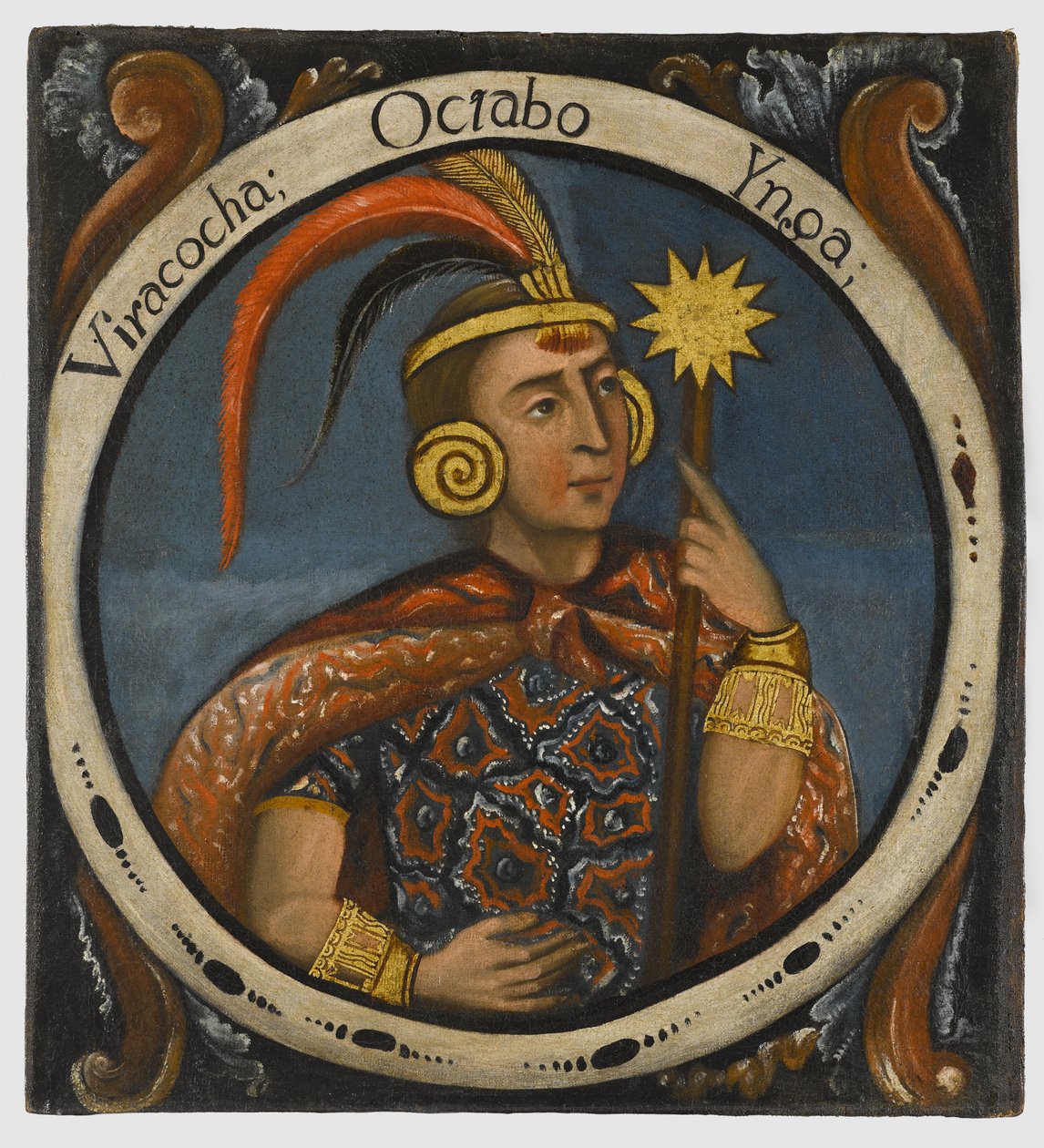 Viracocha, kahdeksas inkakuningas, 1700-luvun puoliväli tekijältä Peruvian School