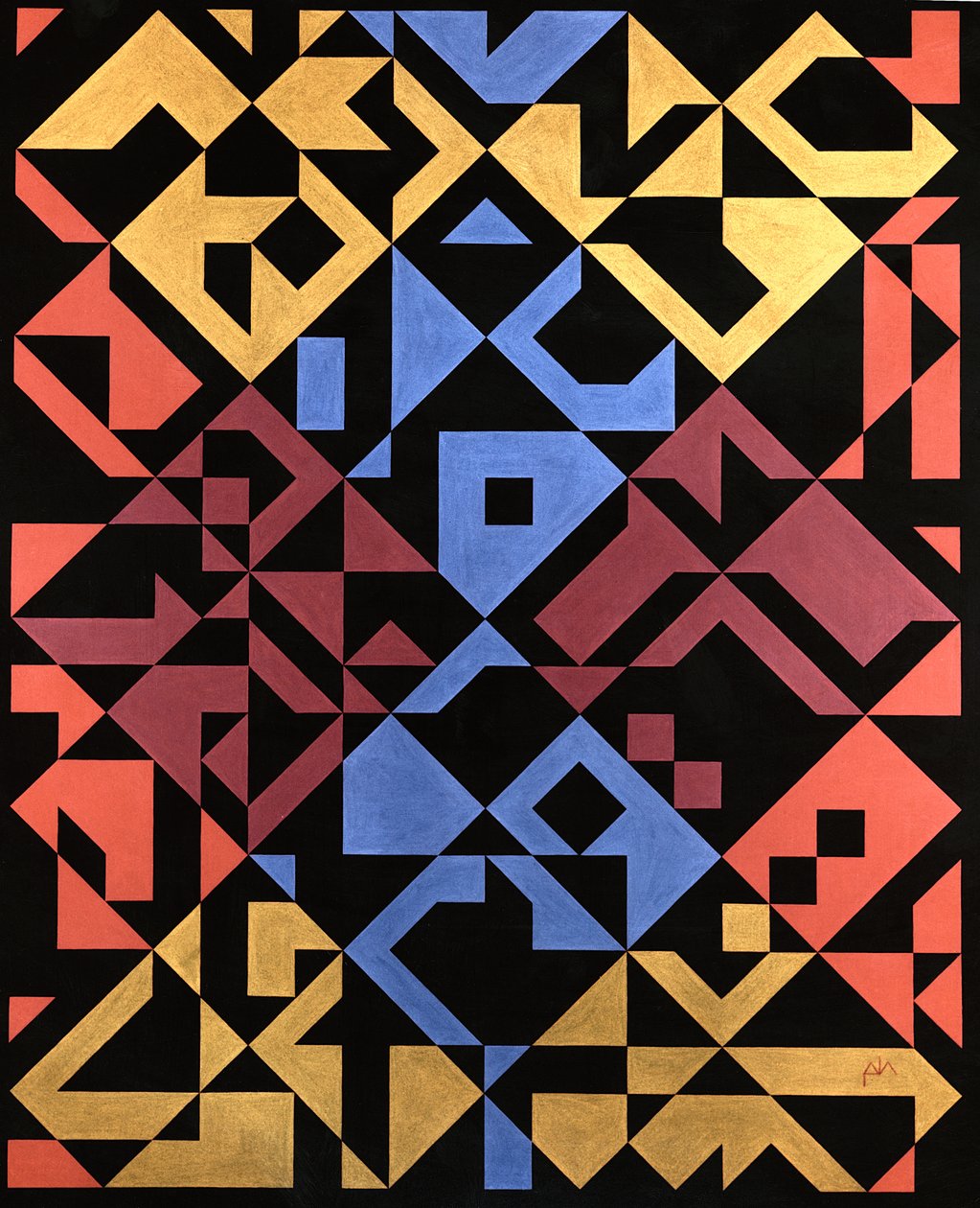 Interposed Diagonals, 1984 (tempera paperille) tekijältä Peter McClure