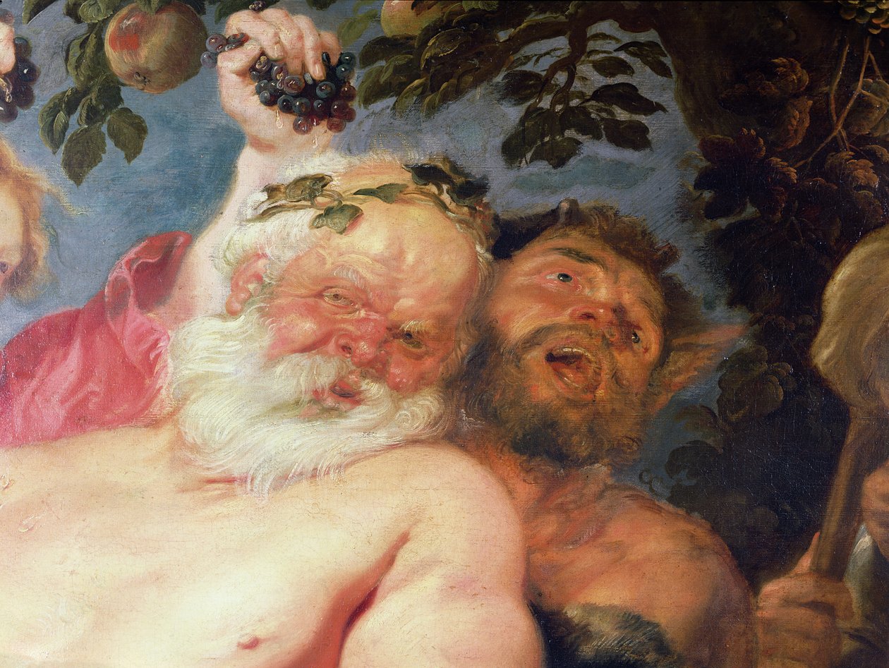 Drunken Silenus Satyrsin tukema, n.1620 (yksityiskohta) tekijältä Peter Paul Rubens