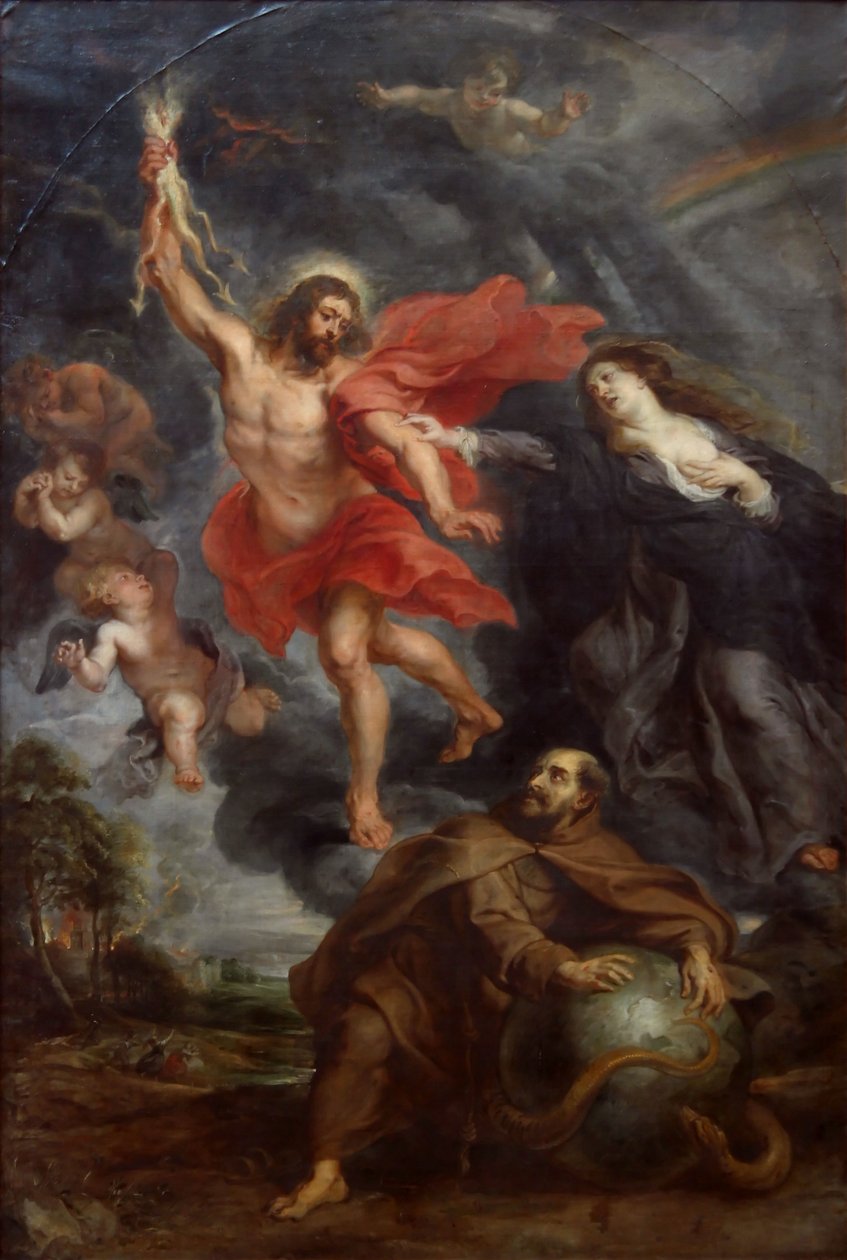 Lintersection de la Vierge ja de Saint-François arrêtant les foudres divines tekijältä Peter Paul Rubens