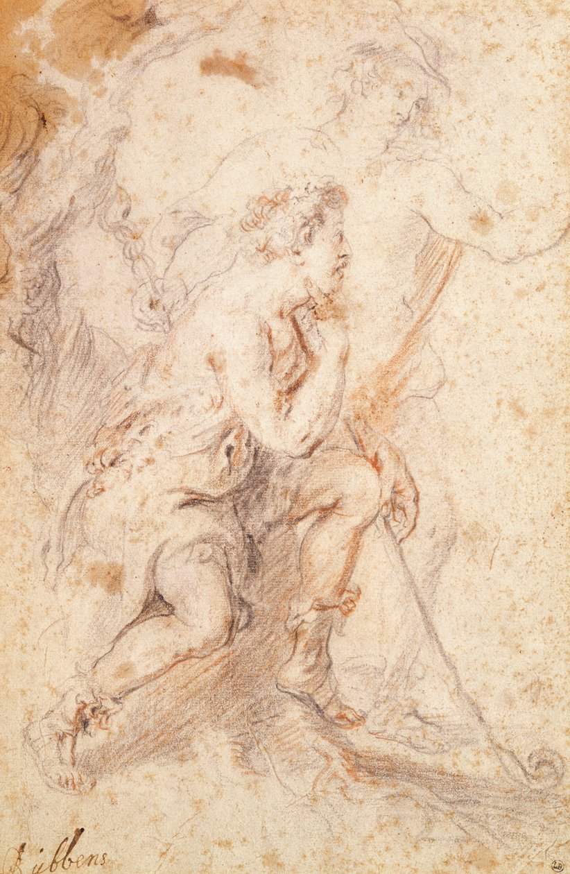 Merkurius ja paimen (punainen ja musta liitu paperille) tekijältä Peter Paul Rubens